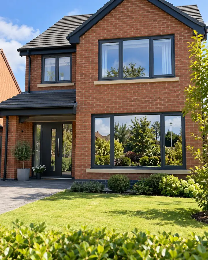 House with one-way mirror film on the ground-floor windows