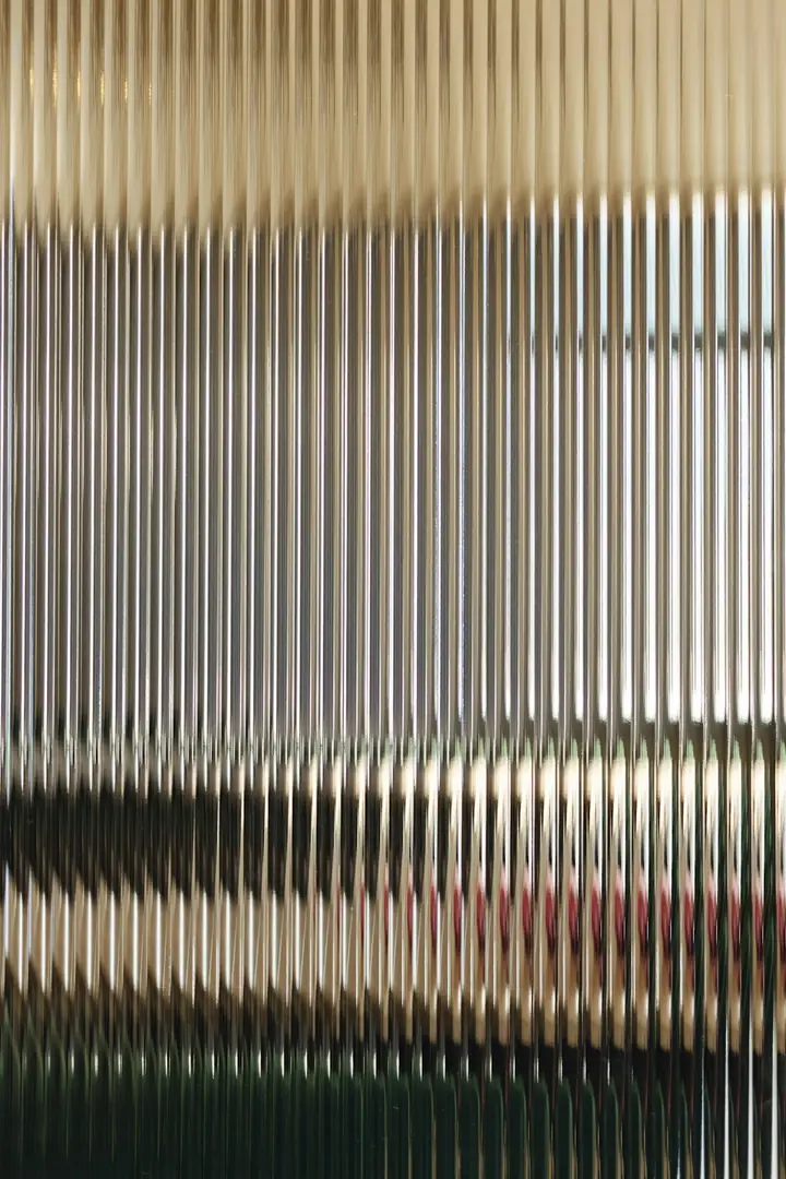Close-up of reeded fluted glass